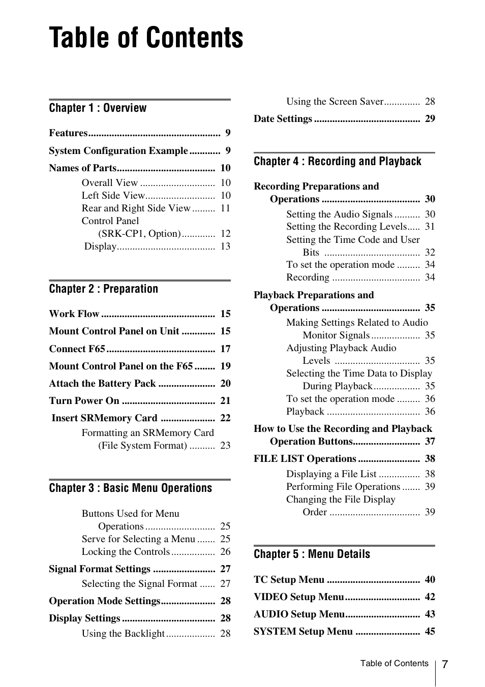 Sony VCT-SGR1 Shooting Grip User Manual | Page 7 / 61