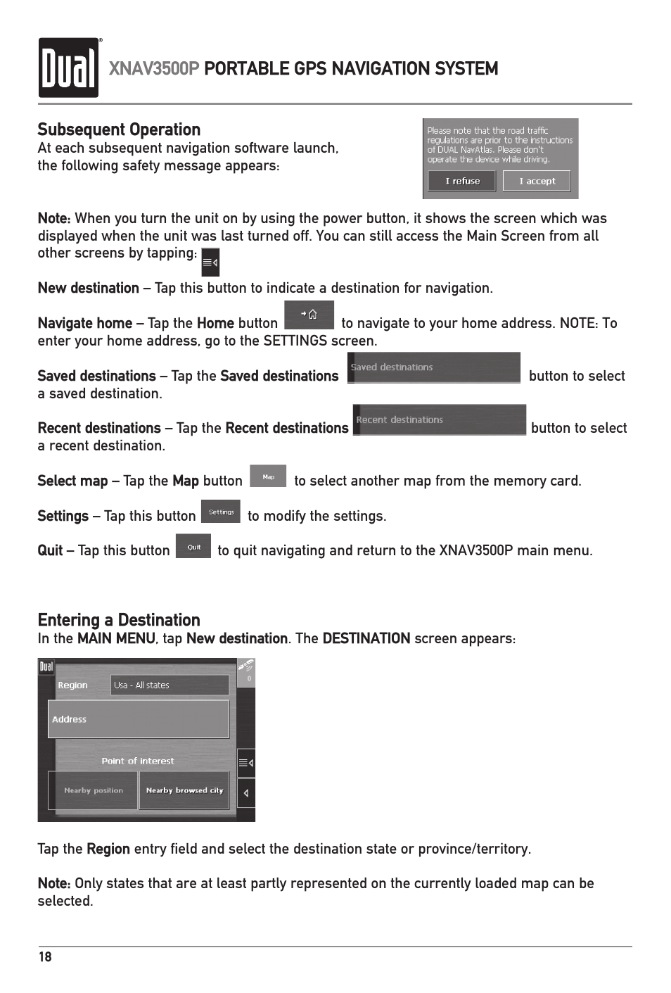 Xnav3500p portable gps navigation system | Dual XNAV3500P User Manual | Page 20 / 32