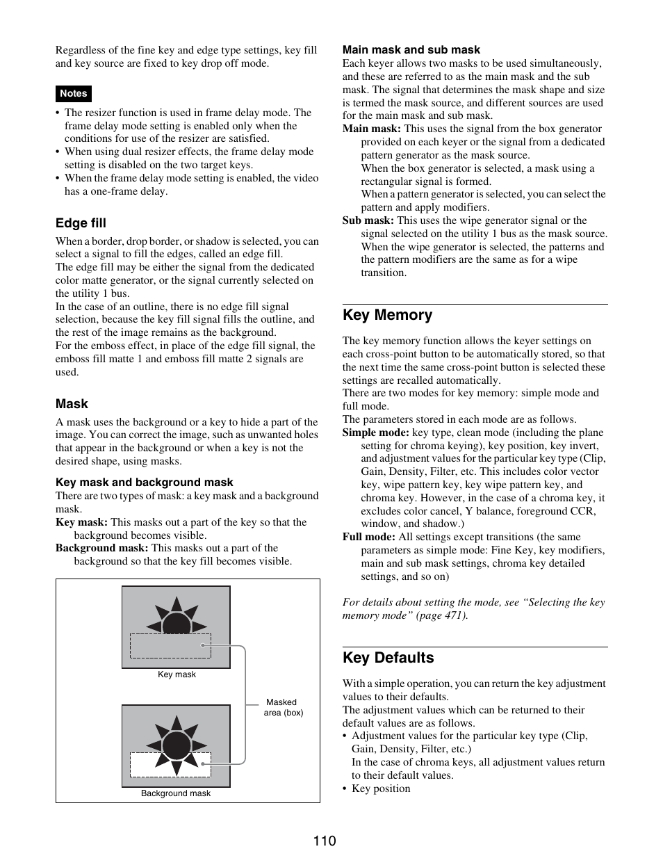 Key memory key defaults, Key defaults | Sony GP-X1EM Grip Extension User Manual | Page 110 / 574