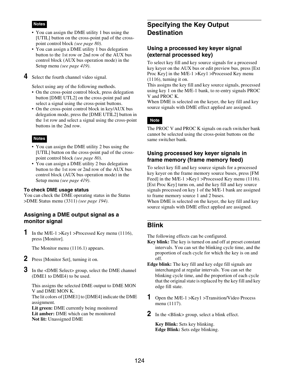 Specifying the key output destination blink, Specifying the key output destination, Blink | Sony GP-X1EM Grip Extension User Manual | Page 124 / 574