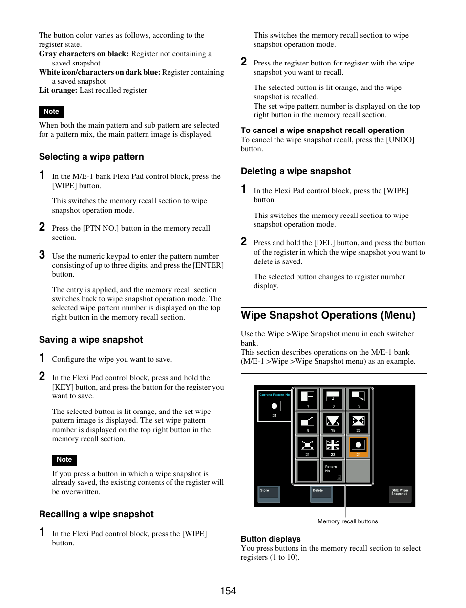 Wipe snapshot operations (menu) | Sony GP-X1EM Grip Extension User Manual | Page 154 / 574