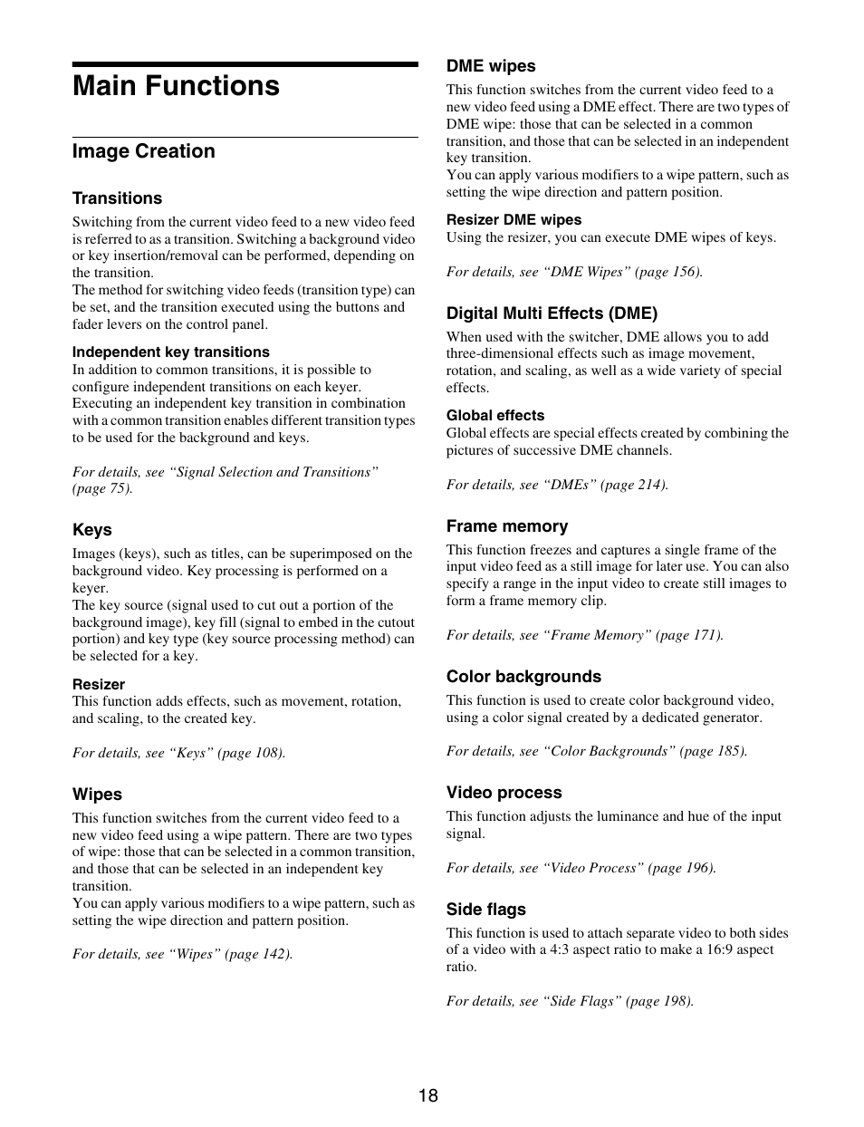 Main functions, Image creation | Sony GP-X1EM Grip Extension User Manual | Page 18 / 574