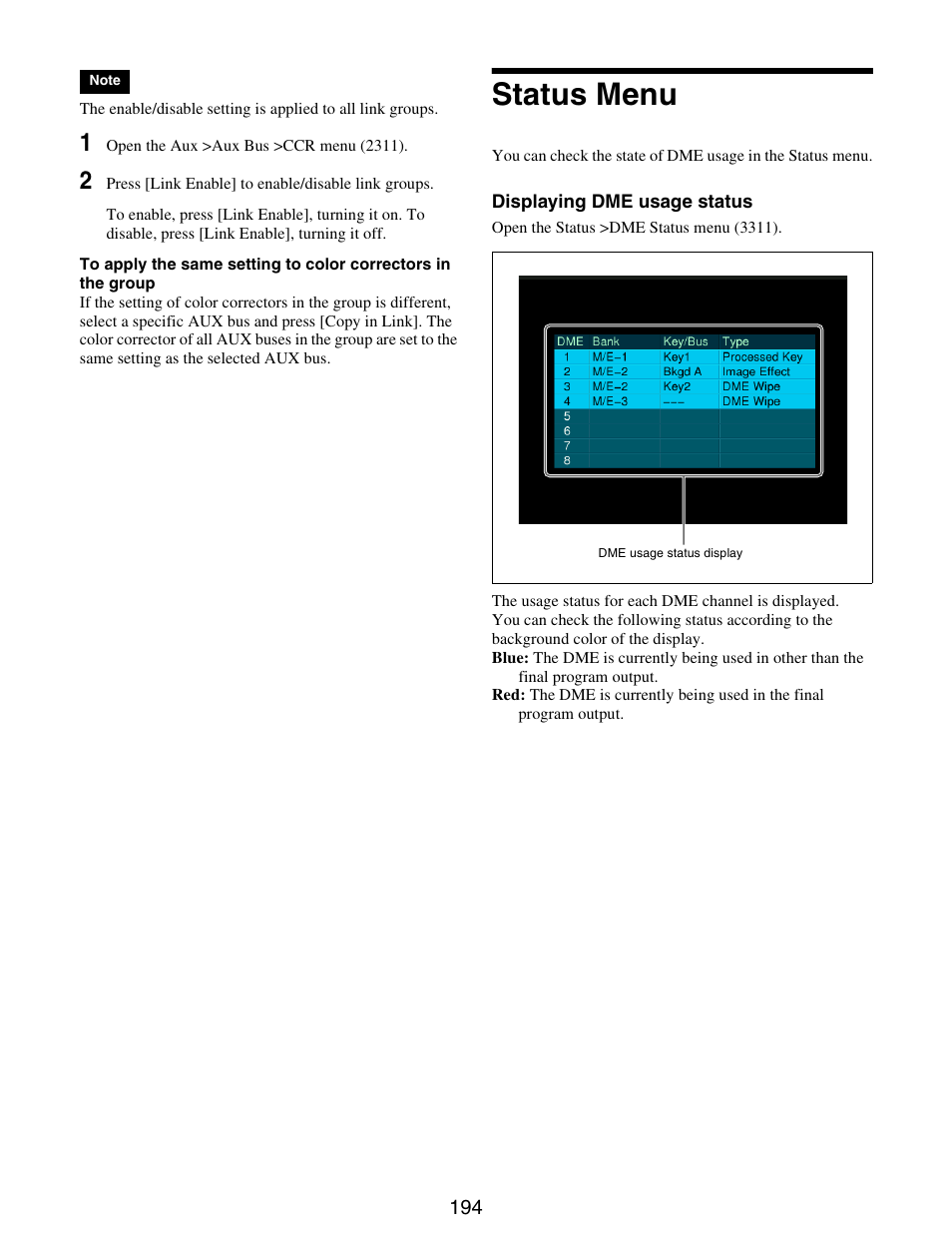 Status menu | Sony GP-X1EM Grip Extension User Manual | Page 194 / 574