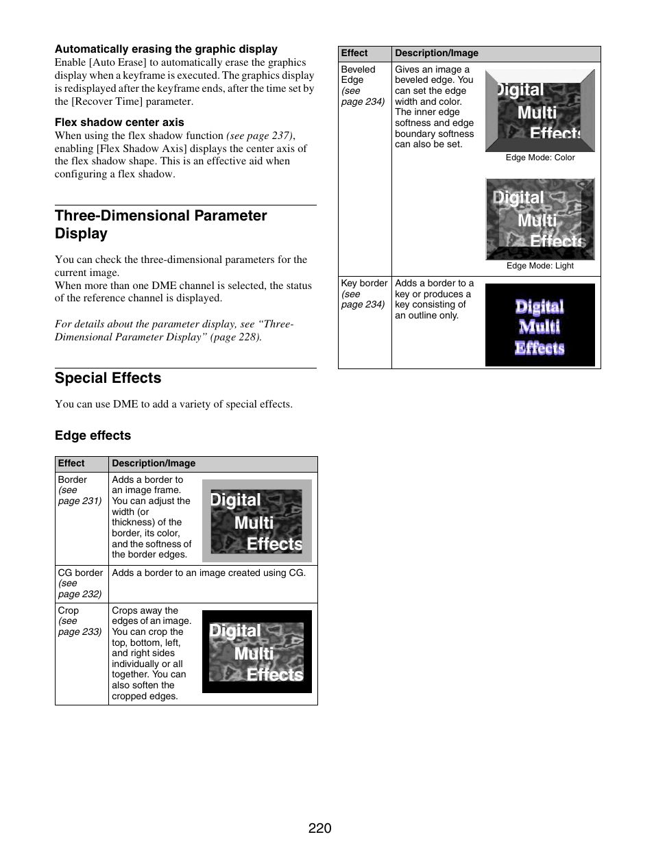 Three-dimensional parameter display, Special effects, Edge effects | Sony GP-X1EM Grip Extension User Manual | Page 220 / 574