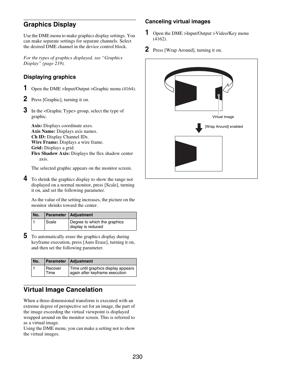 Graphics display virtual image cancelation, Graphics display, Virtual image cancelation | Sony GP-X1EM Grip Extension User Manual | Page 230 / 574