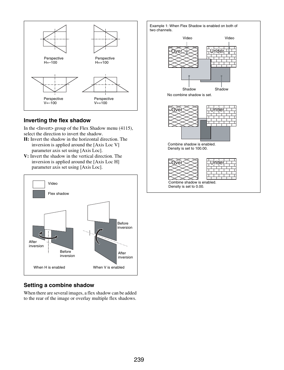 Inverting the flex shadow, Setting a combine shadow | Sony GP-X1EM Grip Extension User Manual | Page 239 / 574