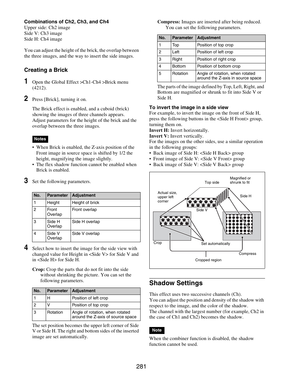 Shadow settings, Adow | Sony GP-X1EM Grip Extension User Manual | Page 281 / 574