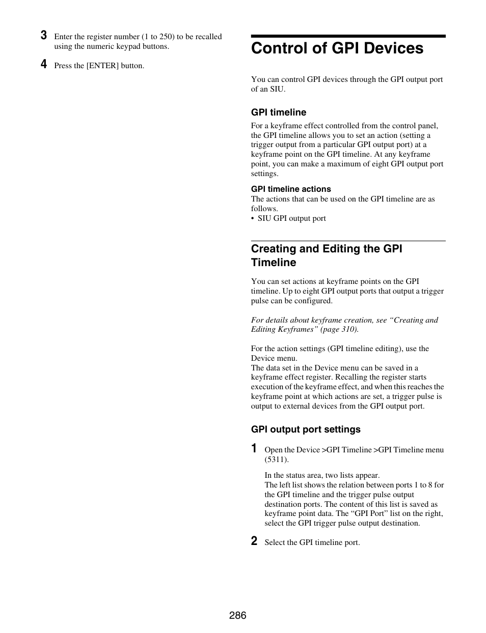 Control of gpi devices, Creating and editing the gpi timeline | Sony GP-X1EM Grip Extension User Manual | Page 286 / 574