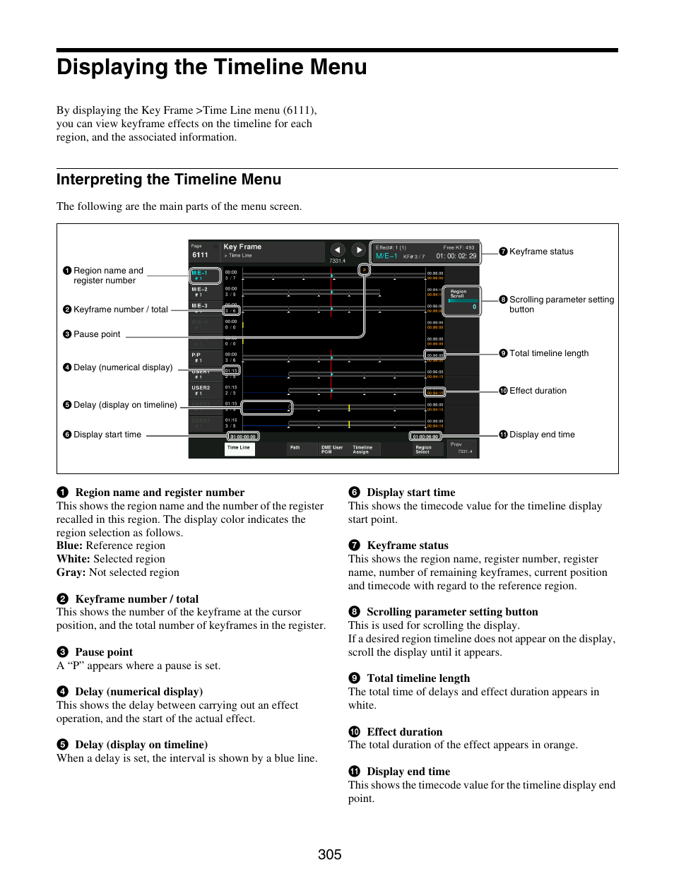 Displaying the timeline menu, Interpreting the timeline menu | Sony GP-X1EM Grip Extension User Manual | Page 305 / 574