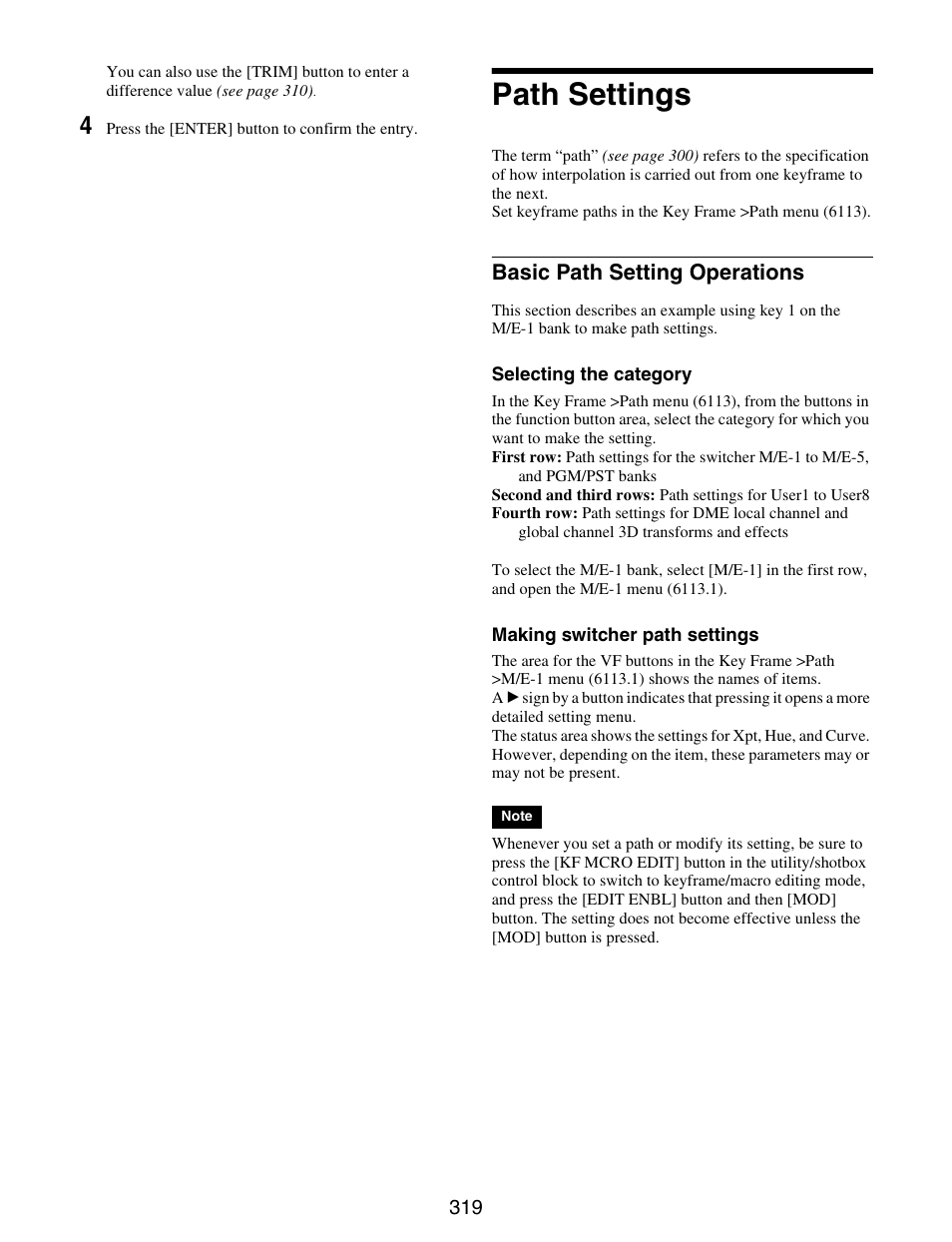 Path settings, Basic path setting operations | Sony GP-X1EM Grip Extension User Manual | Page 319 / 574