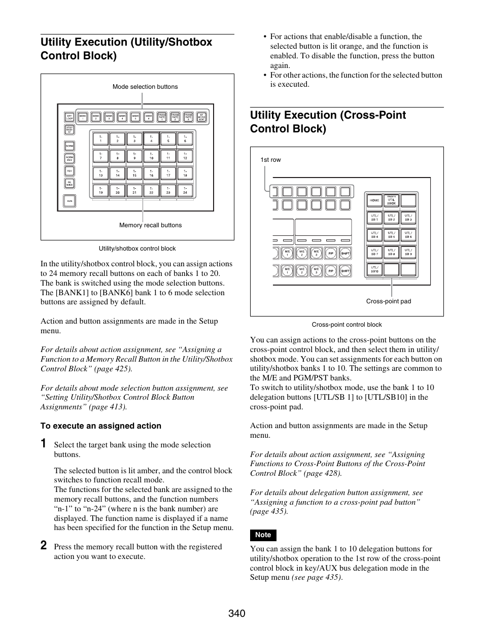 Utility execution (utility/shotbox control, Block), Utility execution (cross-point control | Utility execution (utility/shotbox control block), Utility execution (cross-point control block) | Sony GP-X1EM Grip Extension User Manual | Page 340 / 574