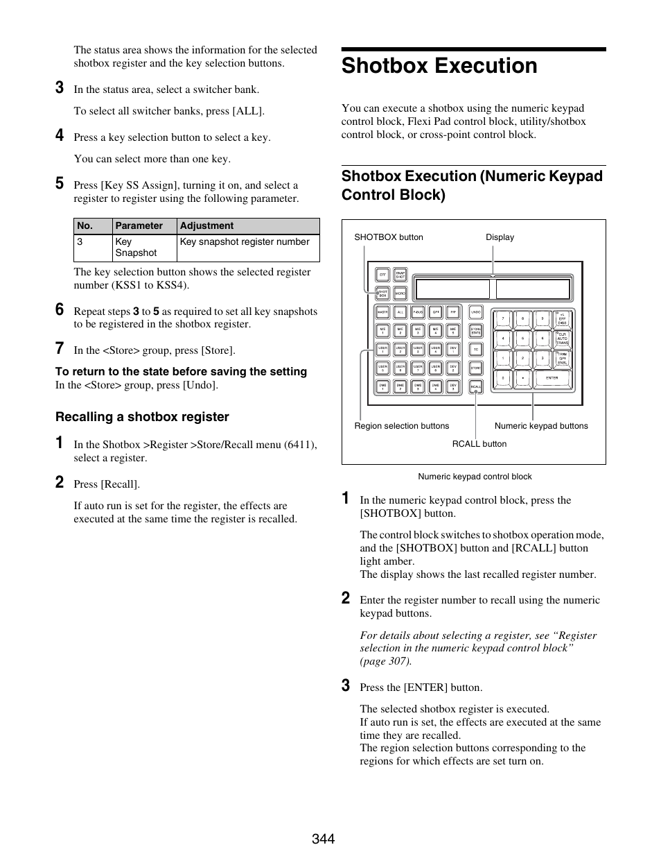 Shotbox execution, Shotbox execution (numeric keypad control, Block) | Shotbox execution (numeric keypad control block) | Sony GP-X1EM Grip Extension User Manual | Page 344 / 574