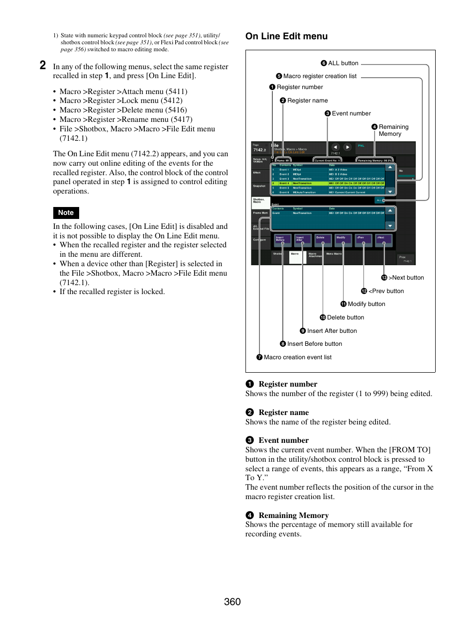 On line edit menu | Sony GP-X1EM Grip Extension User Manual | Page 360 / 574