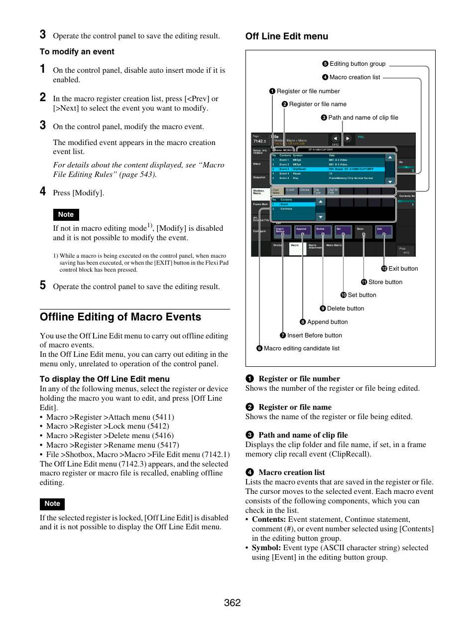 Offline editing of macro events | Sony GP-X1EM Grip Extension User Manual | Page 362 / 574