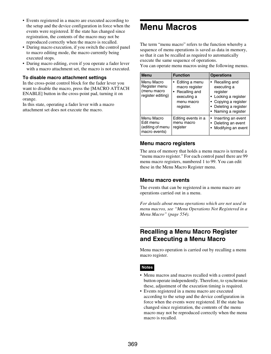 Menu macros, Recalling a menu macro register and, Executing a menu macro | Sony GP-X1EM Grip Extension User Manual | Page 369 / 574