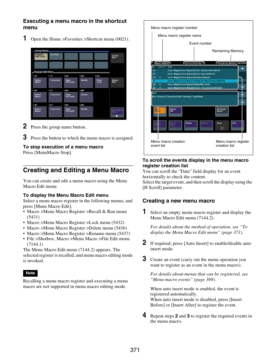 Creating and editing a menu macro | Sony GP-X1EM Grip Extension User Manual | Page 371 / 574