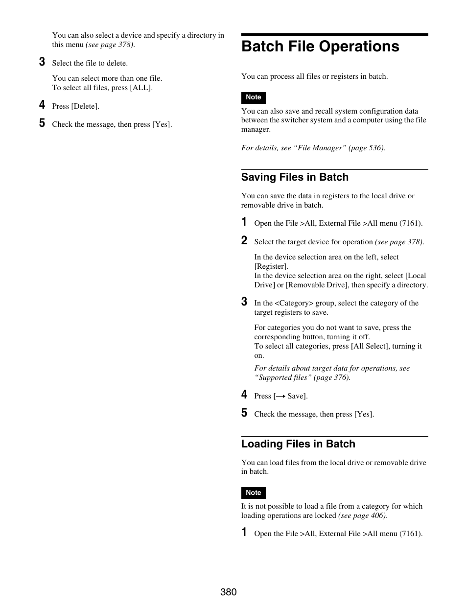 Batch file operations, Saving files in batch loading files in batch | Sony GP-X1EM Grip Extension User Manual | Page 380 / 574