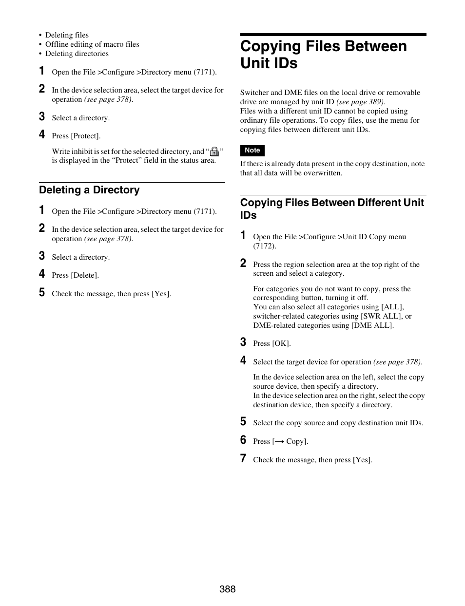 Copying files between unit ids, Deleting a directory, Copying files between different unit | Sony GP-X1EM Grip Extension User Manual | Page 388 / 574