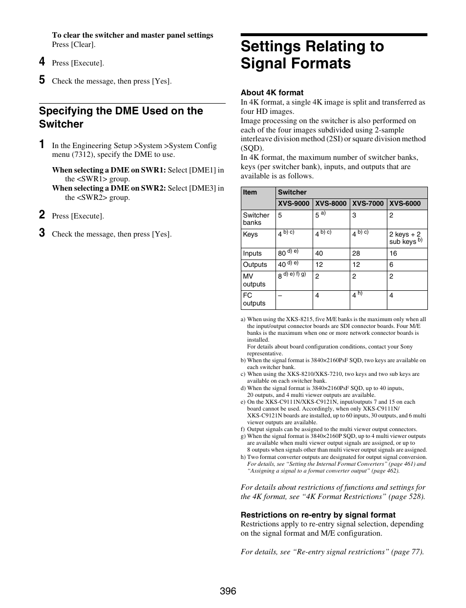 Settings relating to signal formats, Specifying the dme used on the, Switcher | Specifying the dme used on the switcher | Sony GP-X1EM Grip Extension User Manual | Page 396 / 574