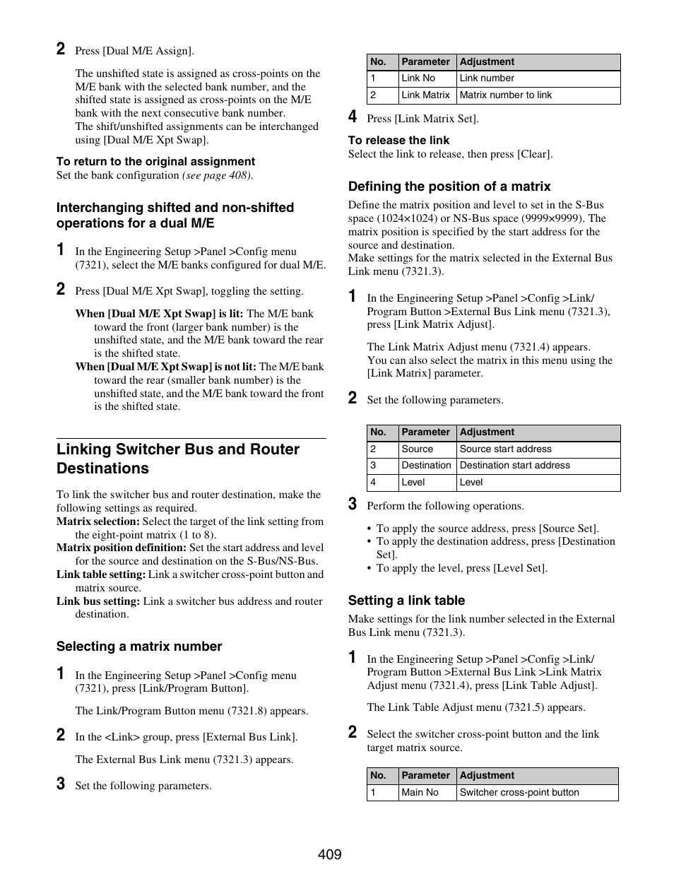 Linking switcher bus and router, Destinations, Linking switcher bus and router destinations | Sony GP-X1EM Grip Extension User Manual | Page 409 / 574