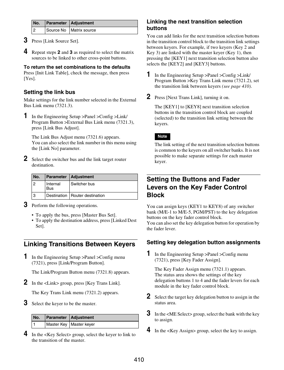 Key fader control block, Linking transitions between keyers | Sony GP-X1EM Grip Extension User Manual | Page 410 / 574