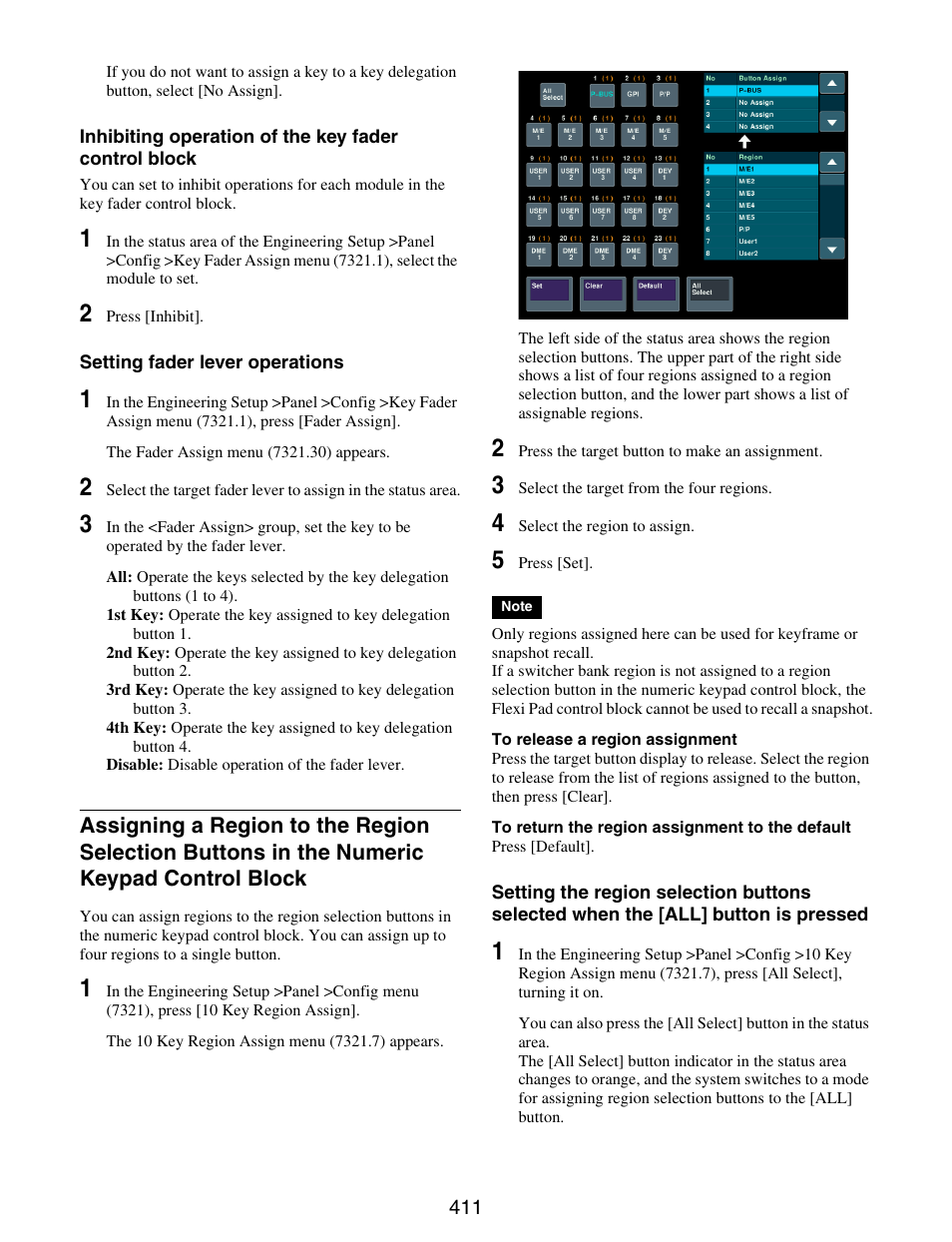 Assigning a region to the region selection, Buttons in the numeric keypad control block | Sony GP-X1EM Grip Extension User Manual | Page 411 / 574