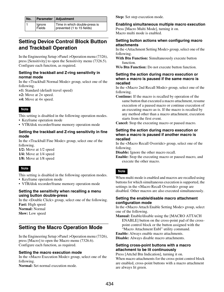 Setting device control block button and, Trackball operation, Setting the macro operation mode | Sony GP-X1EM Grip Extension User Manual | Page 434 / 574