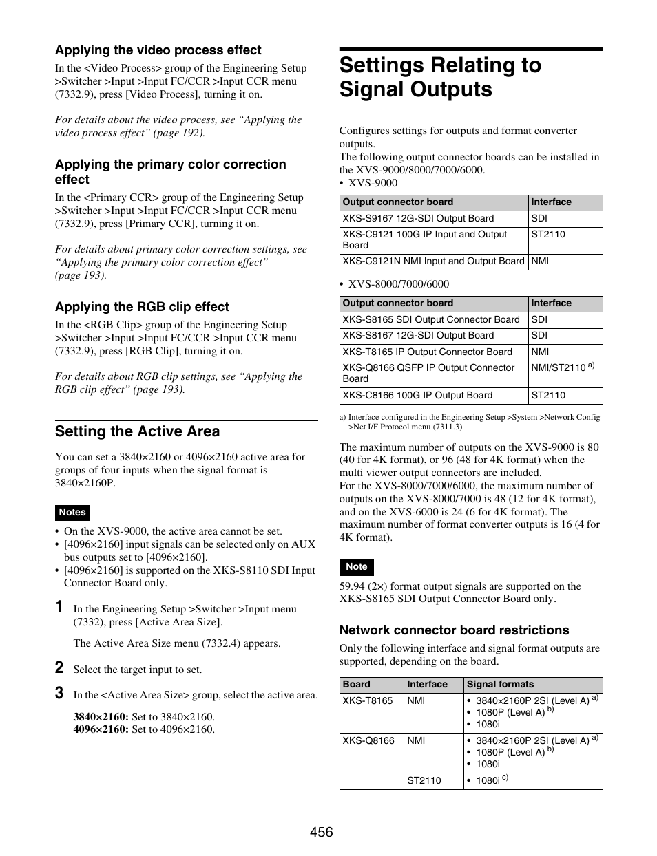 Settings relating to signal outputs, Setting the active area | Sony GP-X1EM Grip Extension User Manual | Page 456 / 574