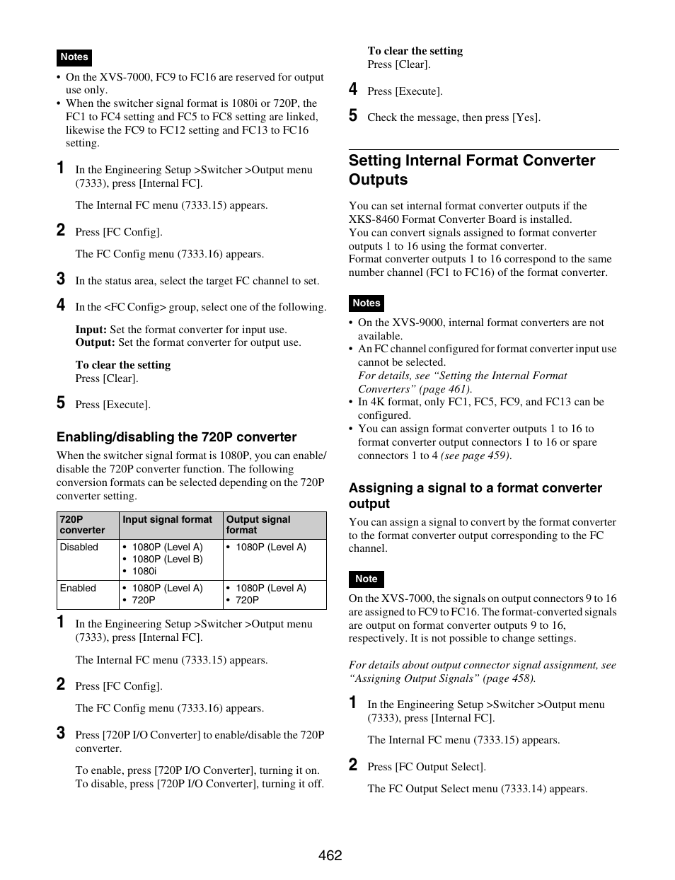 Setting internal format converter, Outputs, Setting internal format converter outputs | Sony GP-X1EM Grip Extension User Manual | Page 462 / 574