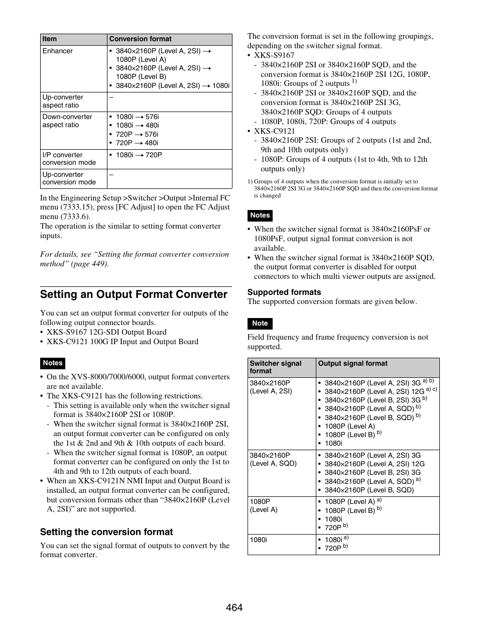 Setting an output format converter, Setting the conversion format | Sony GP-X1EM Grip Extension User Manual | Page 464 / 574