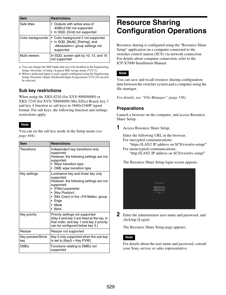 Resource sharing configuration operations, Resource sharing configuration, Operations | Sony GP-X1EM Grip Extension User Manual | Page 529 / 574