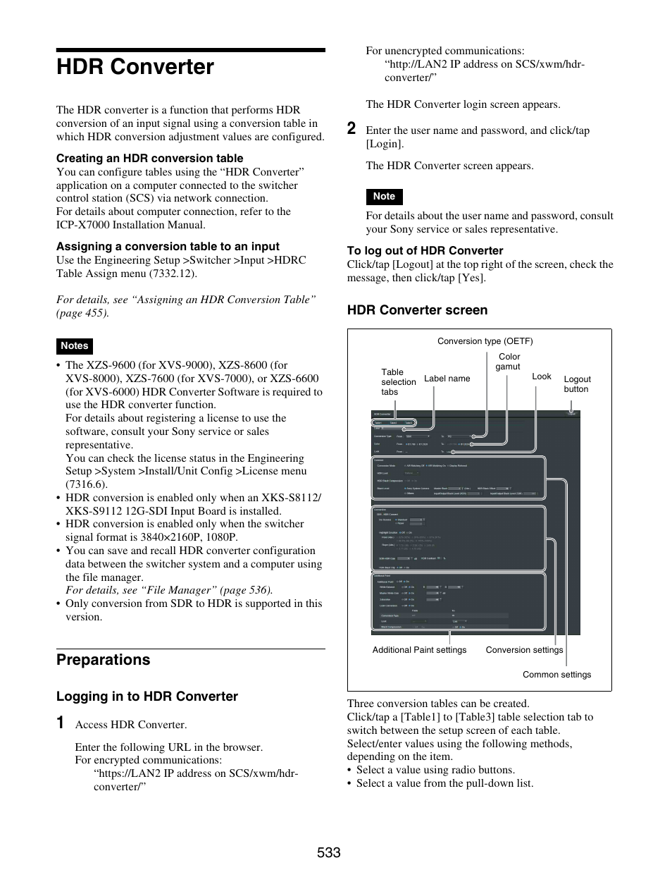 Hdr converter, Preparations | Sony GP-X1EM Grip Extension User Manual | Page 533 / 574