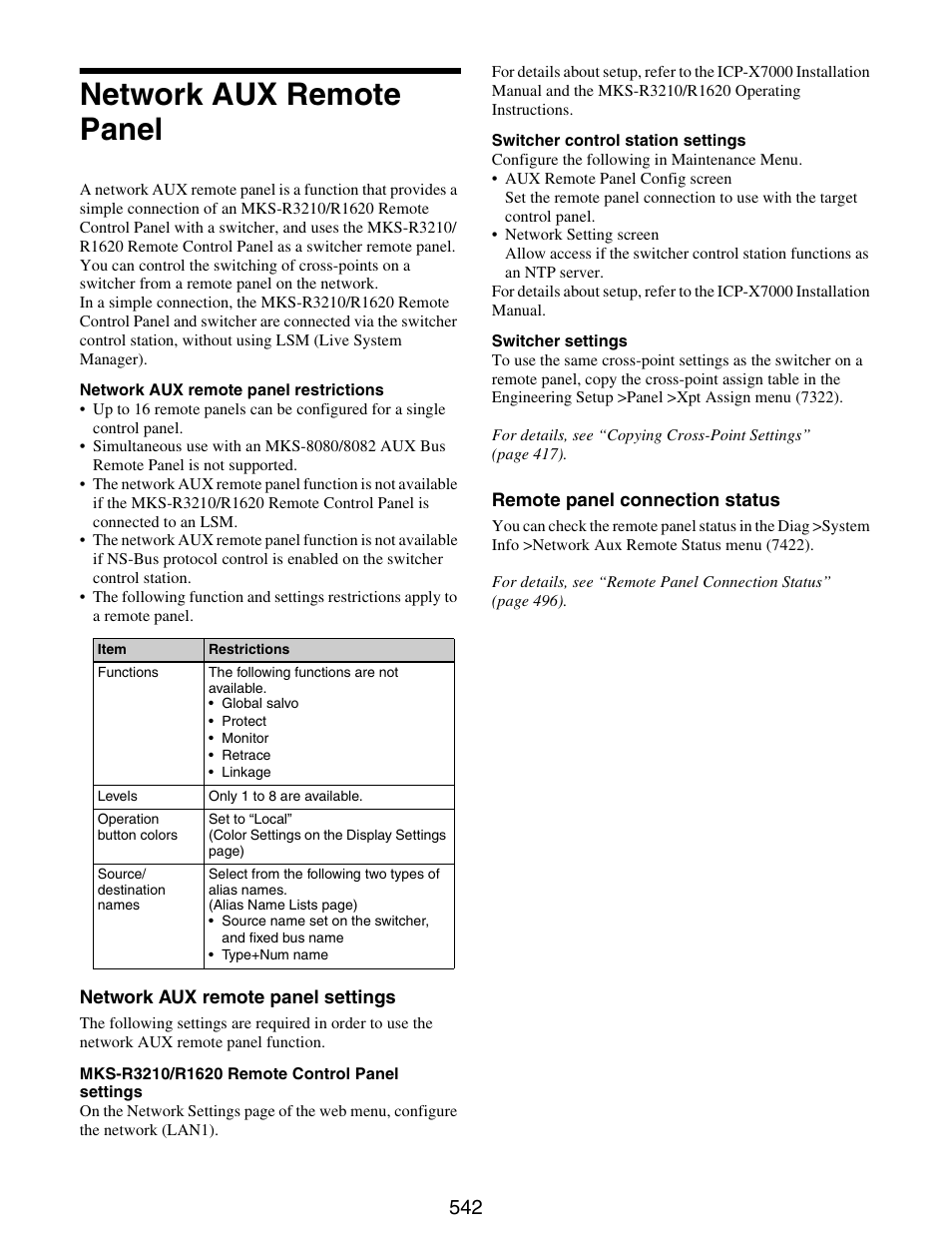 Network aux remote panel | Sony GP-X1EM Grip Extension User Manual | Page 542 / 574