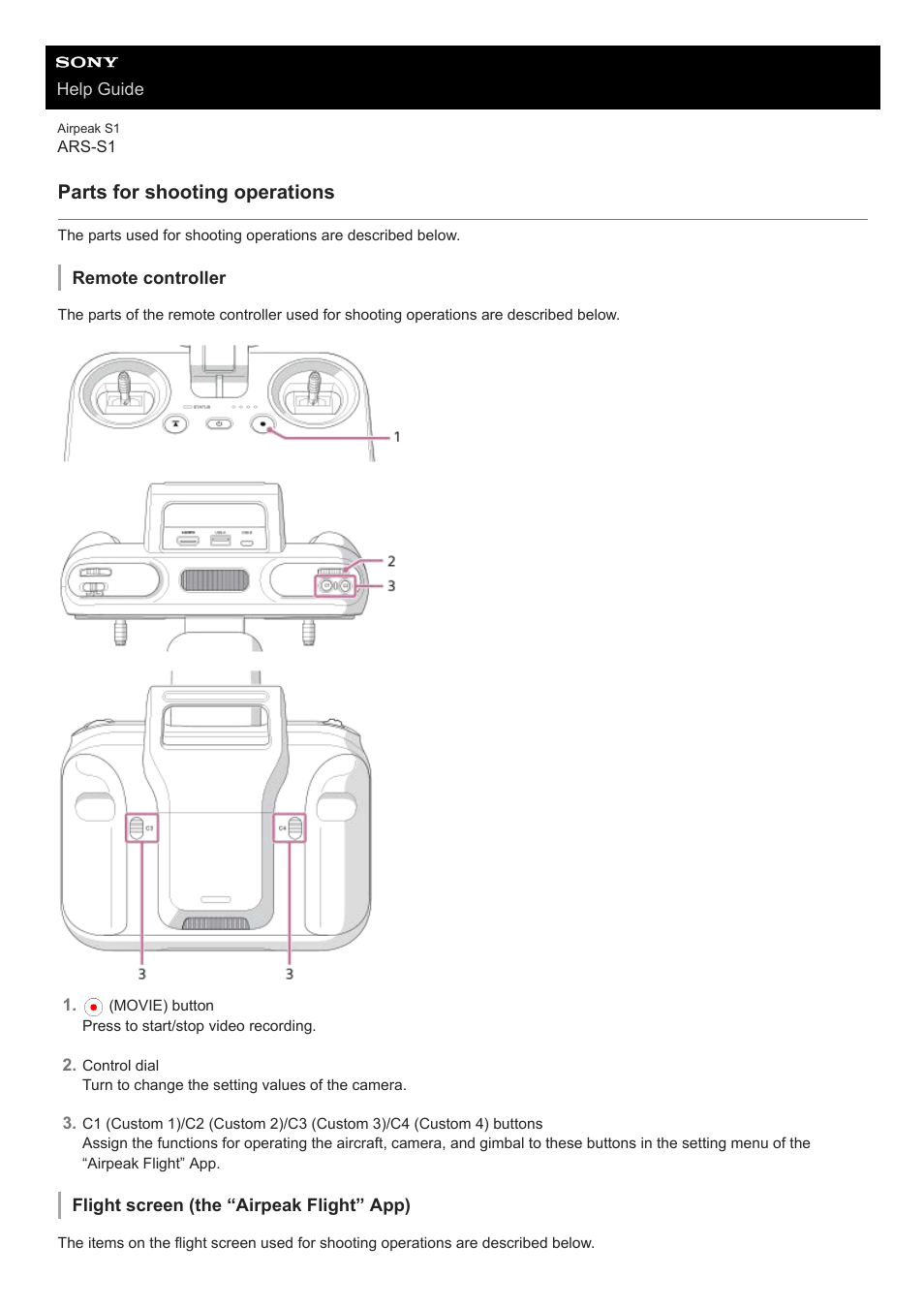 Parts for shooting operations | Sony AG-R2 Attachment Grip User Manual | Page 111 / 123