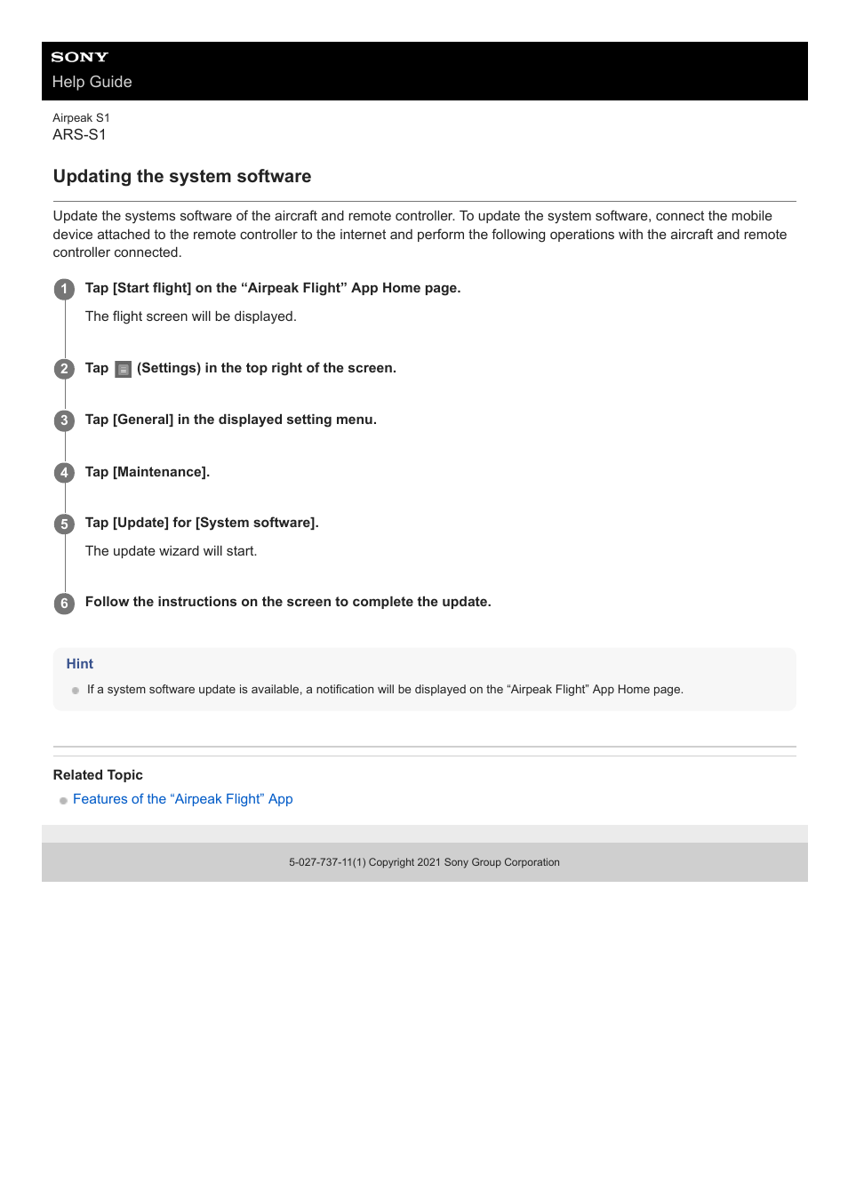 Updating the system software | Sony AG-R2 Attachment Grip User Manual | Page 117 / 123