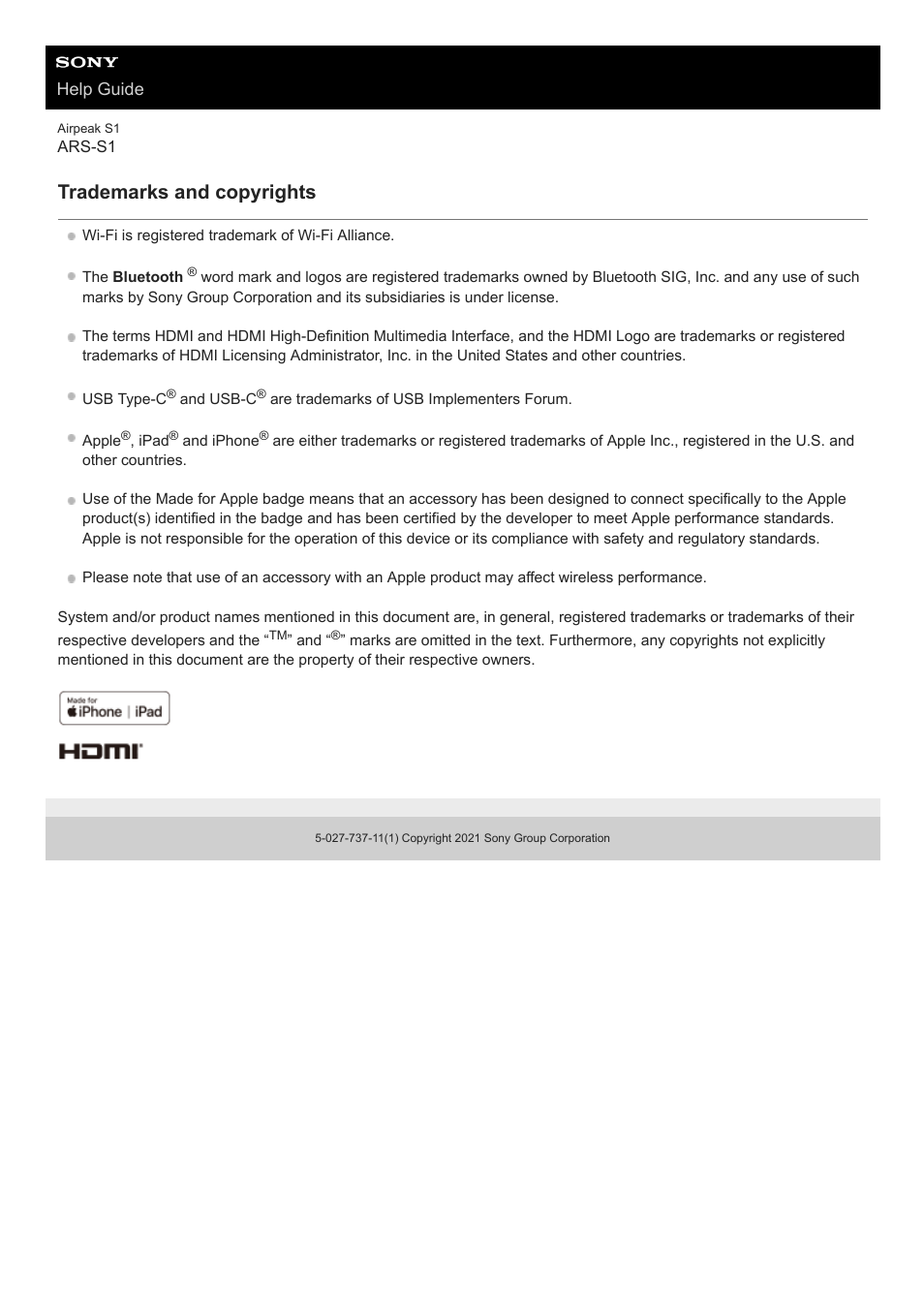 Trademarks and copyrights | Sony AG-R2 Attachment Grip User Manual | Page 123 / 123