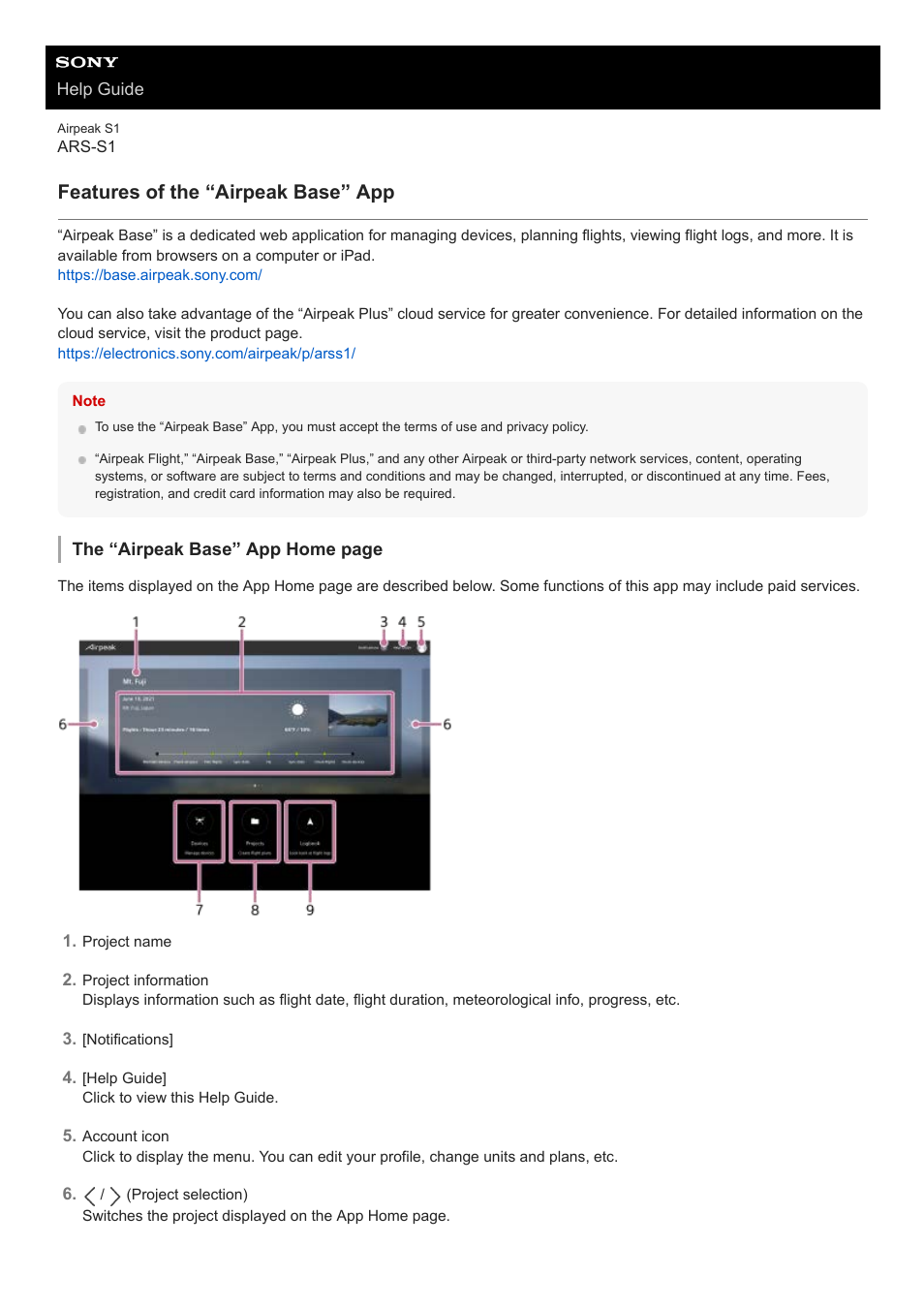 Features of the “airpeak base” app | Sony AG-R2 Attachment Grip User Manual | Page 26 / 123