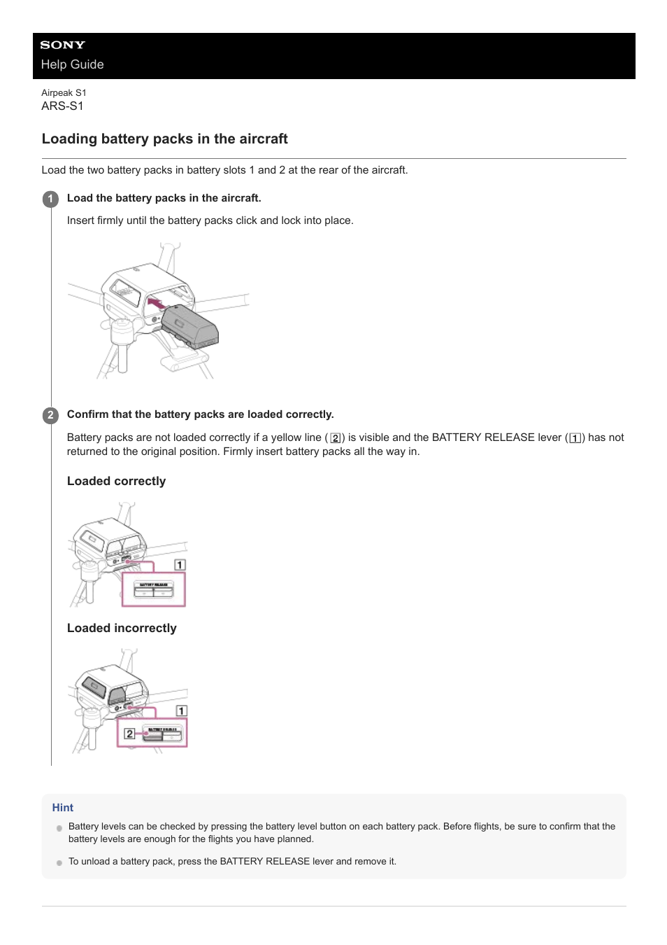 Loading battery packs in the aircraft | Sony AG-R2 Attachment Grip User Manual | Page 35 / 123