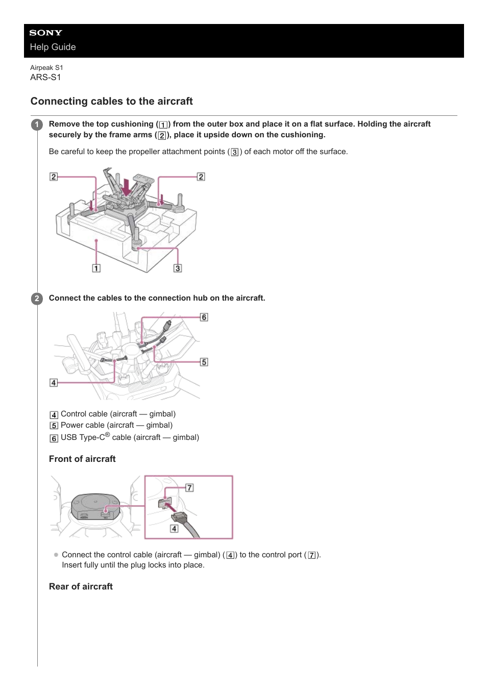 Connecting cables to the aircraft | Sony AG-R2 Attachment Grip User Manual | Page 37 / 123