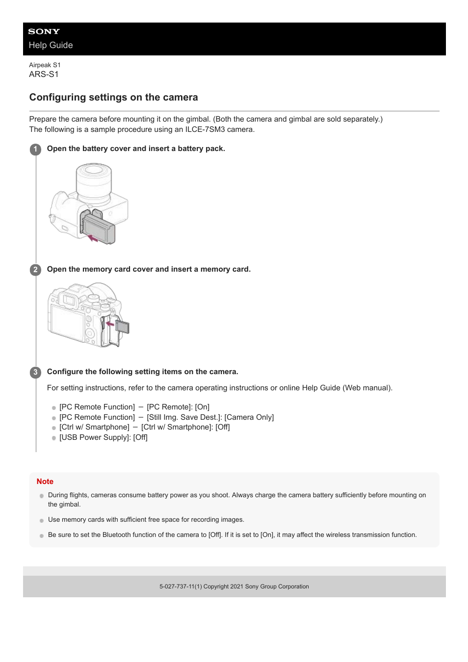 Configuring settings on the camera | Sony AG-R2 Attachment Grip User Manual | Page 49 / 123