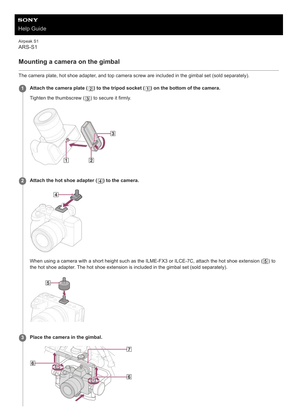 Mounting a camera on the gimbal | Sony AG-R2 Attachment Grip User Manual | Page 50 / 123