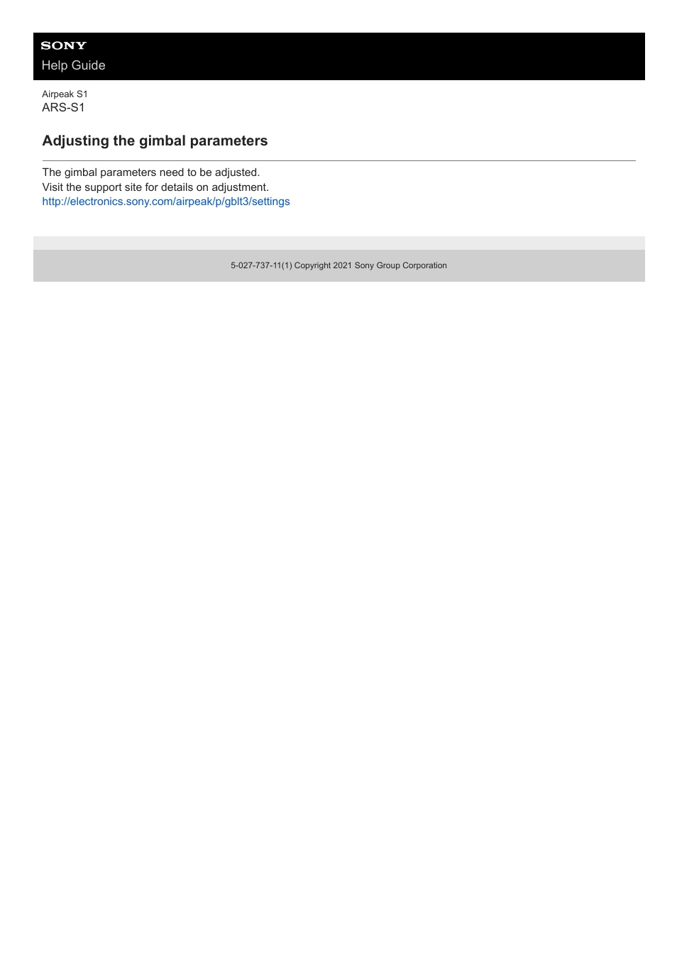 Adjusting the gimbal parameters | Sony AG-R2 Attachment Grip User Manual | Page 56 / 123