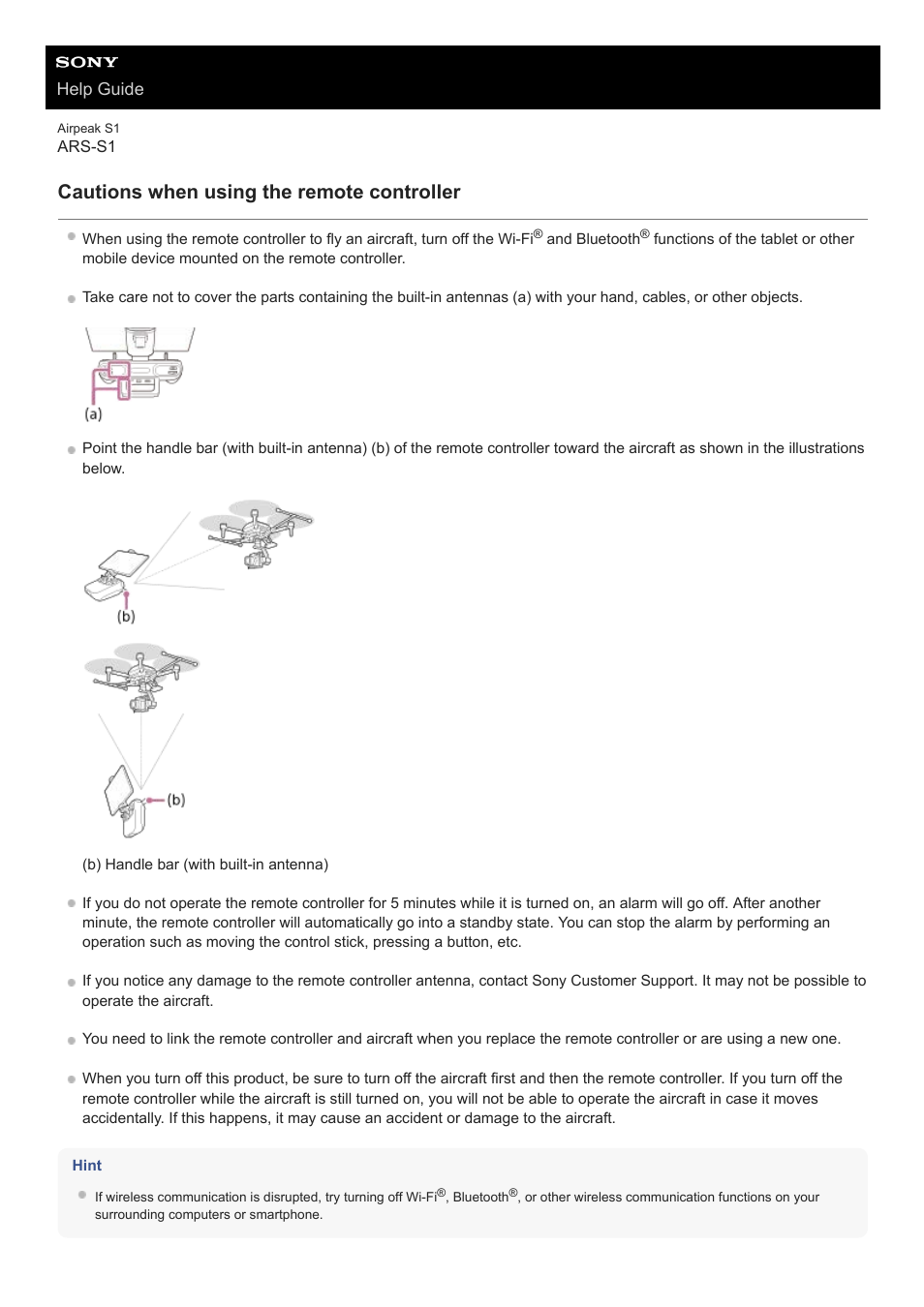 Cautions when using the remote controller, Help guide | Sony AG-R2 Attachment Grip User Manual | Page 59 / 123