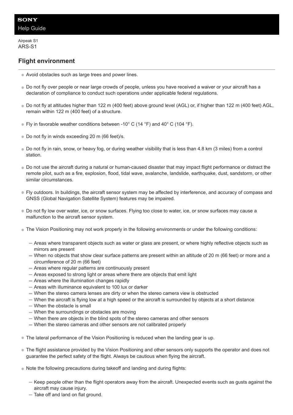 Flight environment | Sony AG-R2 Attachment Grip User Manual | Page 76 / 123