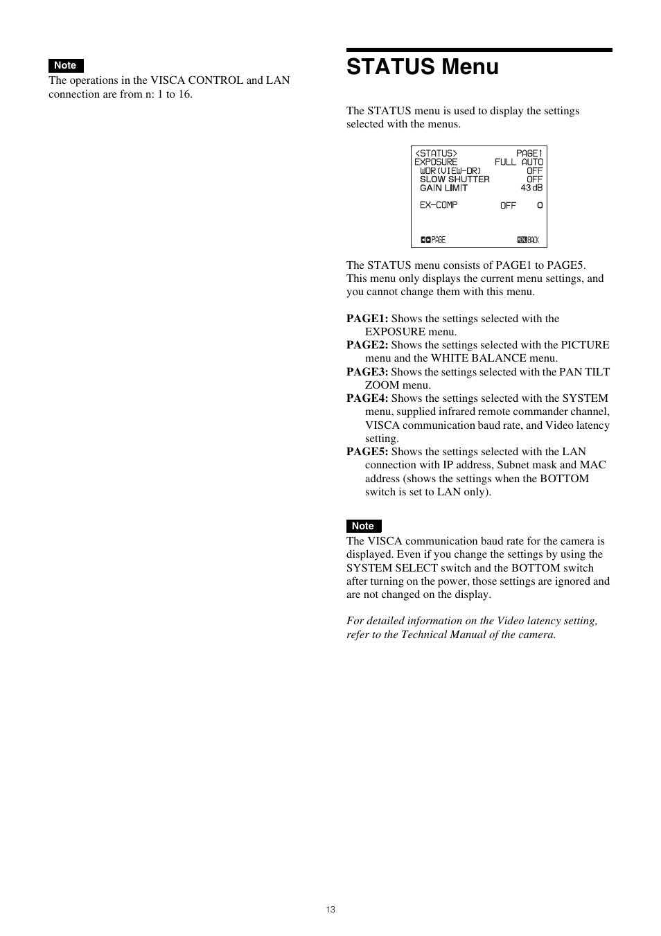 Status menu | Sony PCK-LG3 Glass Screen Protector for a7R V User Manual | Page 13 / 25