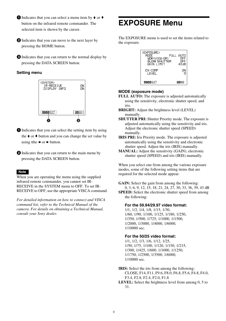 Exposure menu | Sony PCK-LG3 Glass Screen Protector for a7R V User Manual | Page 9 / 25