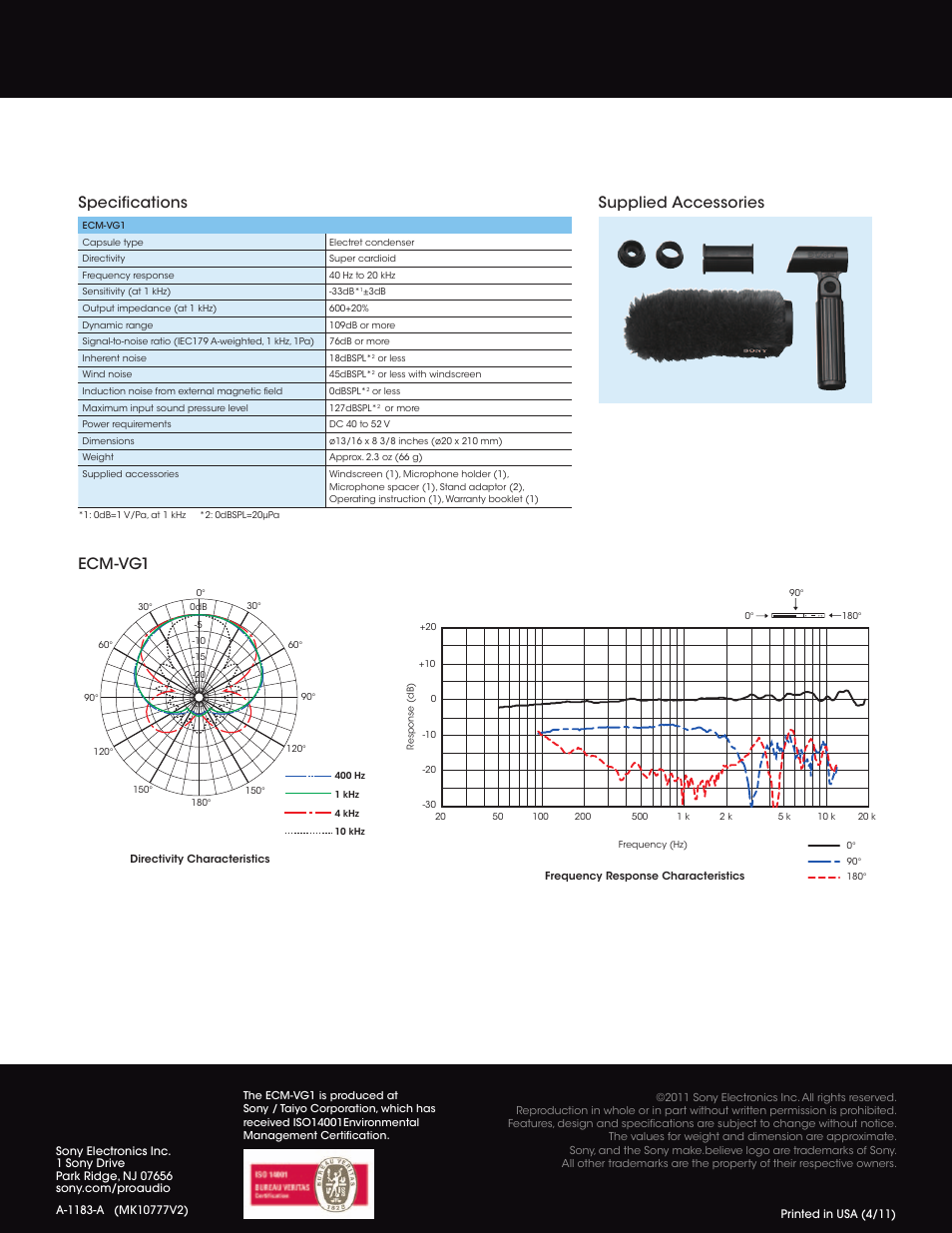 Specifications ecm-vg1 supplied accessories | Sony X-Series SRS-XP700 Portable Wireless Speaker User Manual | Page 2 / 2