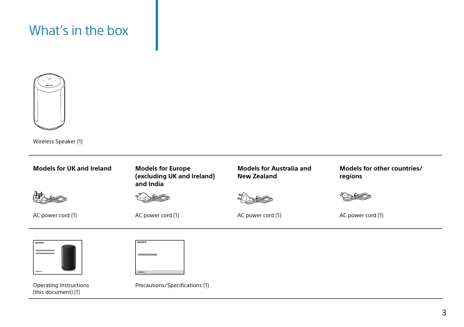What’s in the box | Sony PXW-Z90V 4K HDR XDCAM with Fast Hybrid AF User Manual | Page 3 / 20
