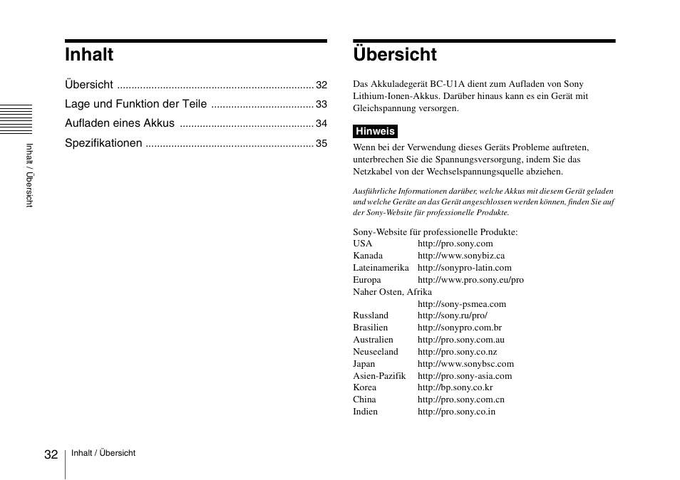 Inhalt, Übersicht | Sony SRX-T110 4K SXRD 11,000-Lumen Projector (No Lens or Lamps) User Manual | Page 32 / 83