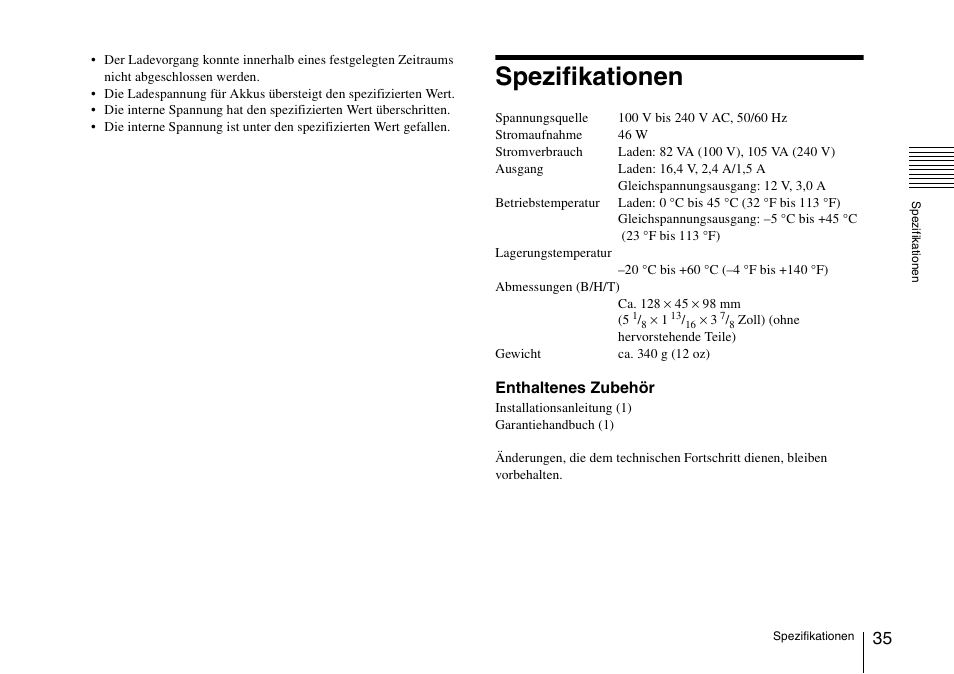 Spezifikationen | Sony SRX-T110 4K SXRD 11,000-Lumen Projector (No Lens or Lamps) User Manual | Page 35 / 83